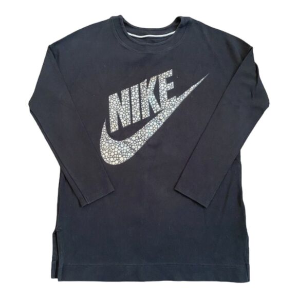 Nike Rally Metallic Fleece Crewneck Sweatshirt Longer Length Women’s Size Medium - Picture 2 of 6